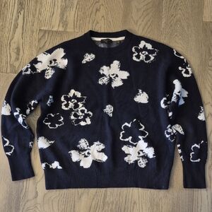 Ted Baker London Navy and White Floral Crewneck Sweater - Women's